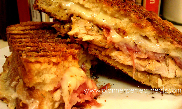 chicken and prosciutto panini with a spicy mayo