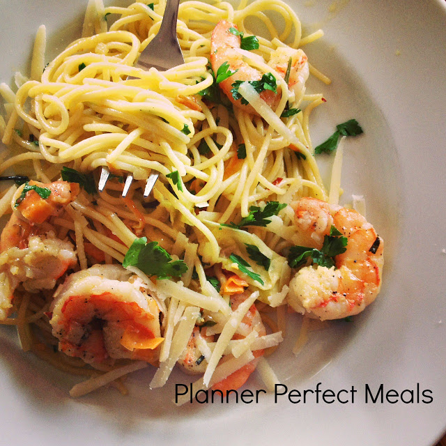 easy spaghetti and shrimp dish with garlic wine sauce