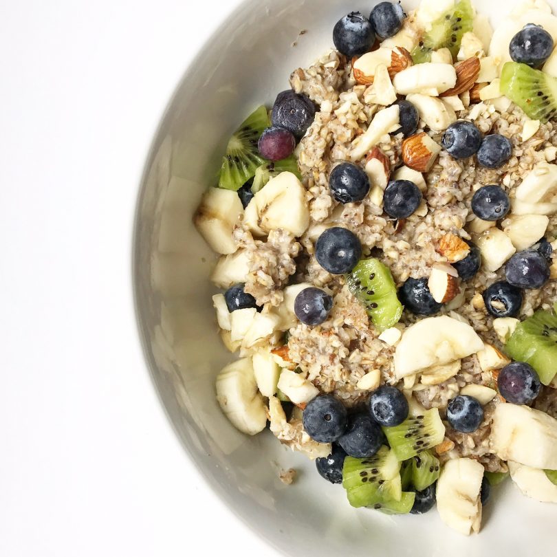 vegan steel cut oats with fruit and nuts