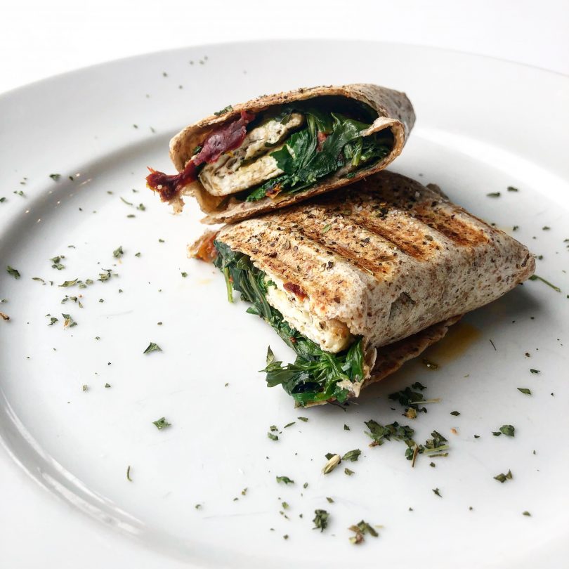 Skinny Spinach, sun dried tomato and Egg White Wrap