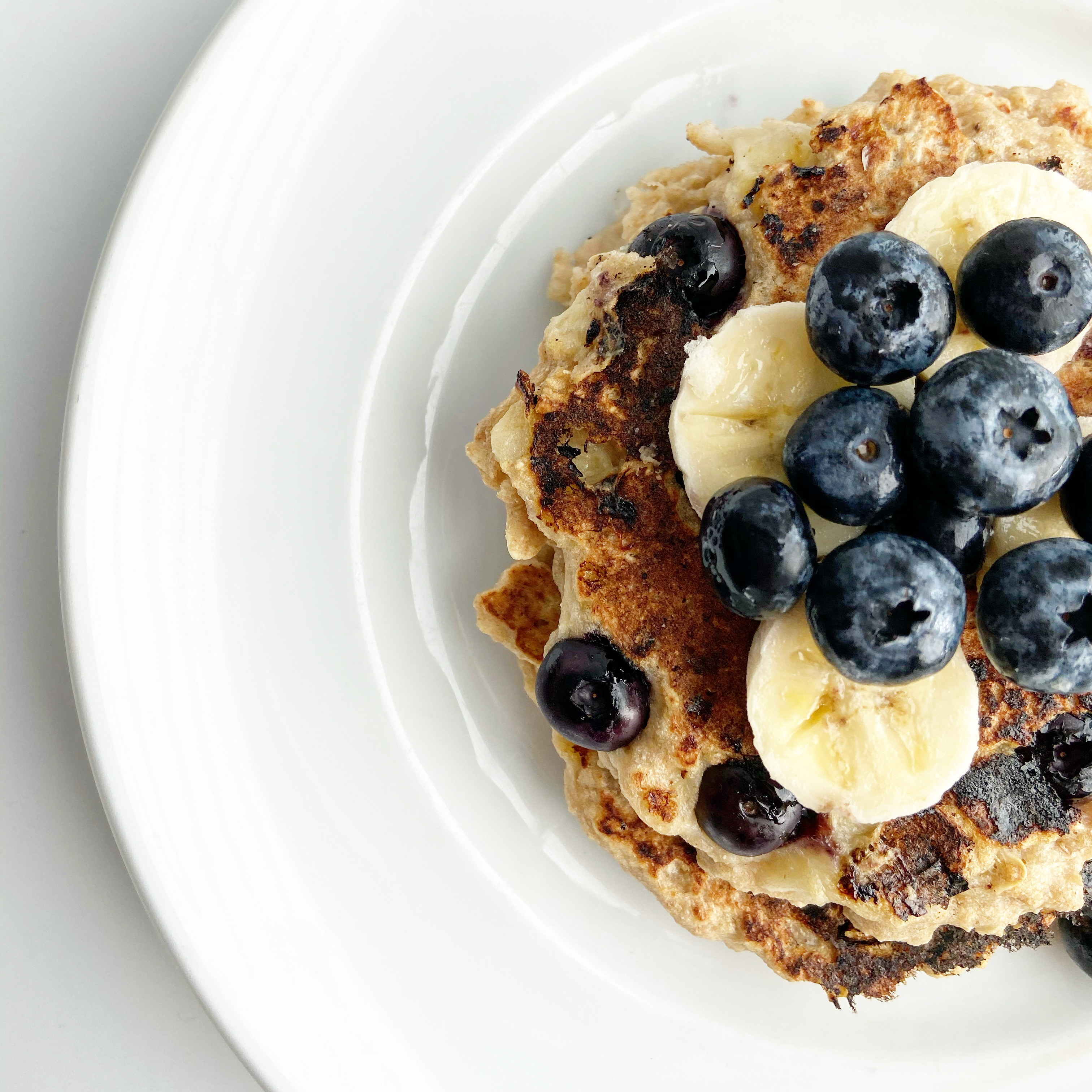 Vegan Banana Oat Blueberry Pancakes